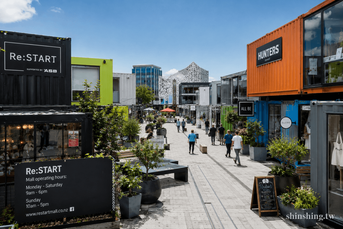 基督城 Riverside Market 河畔市集,原 Re:START 貨櫃商城周邊的新重建商業空間