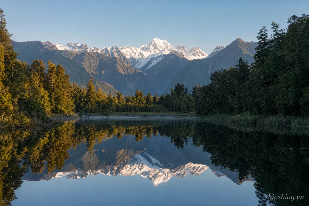 Lake Matheson 倒影湖庫克山完美倒映