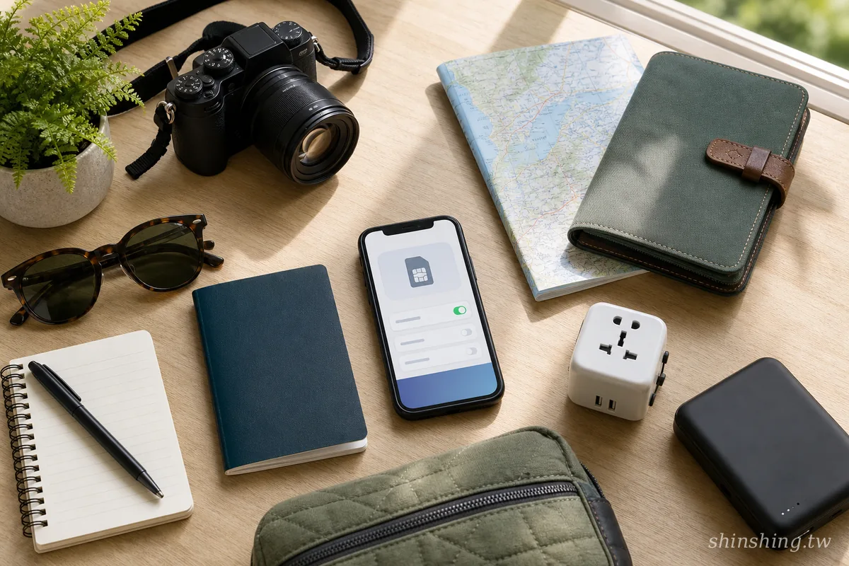 紐西蘭旅行相機、eSIM、護照與充電器等行前用品