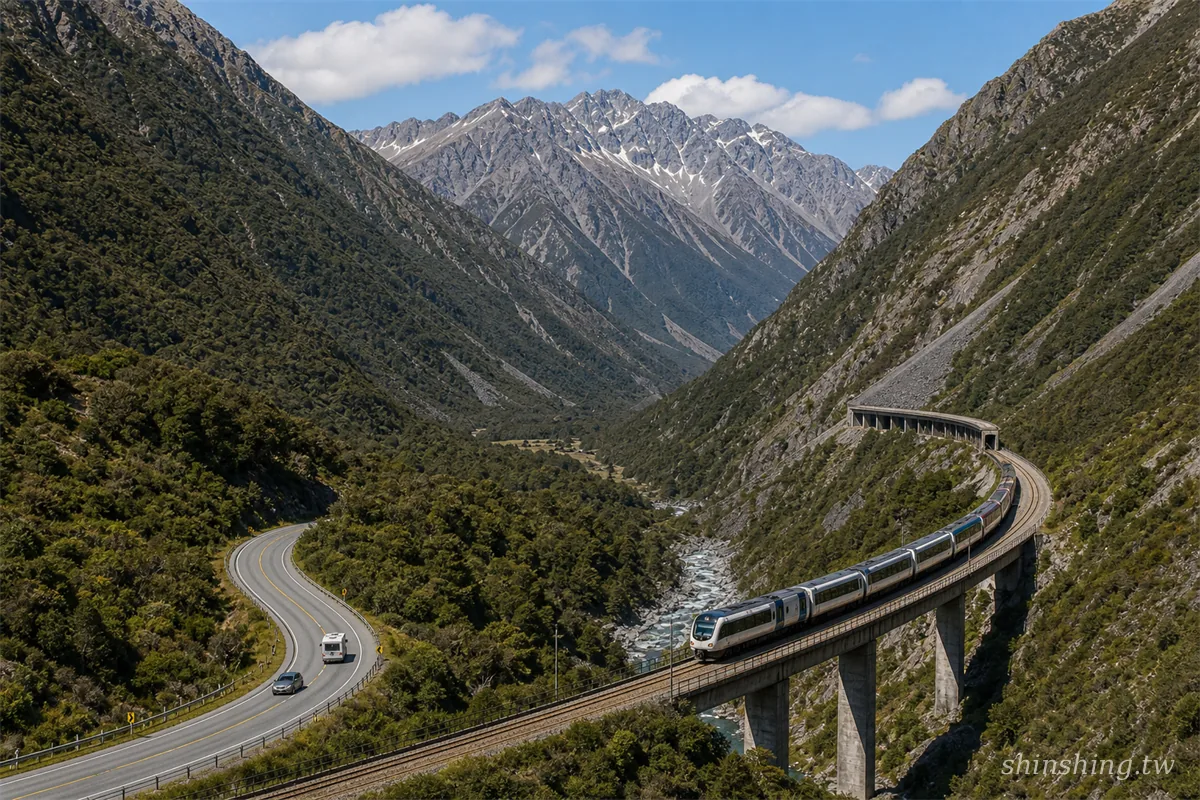 Arthur’s Pass 國家公園高架橋與山谷景色