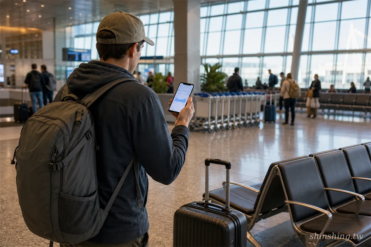 旅客在紐西蘭奧克蘭機場使用手機與 eSIM 上網，落地即可連線導航