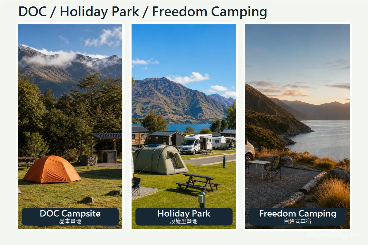 紐西蘭露營三大類型:DOC 營地、Holiday Park、Freedom Camping