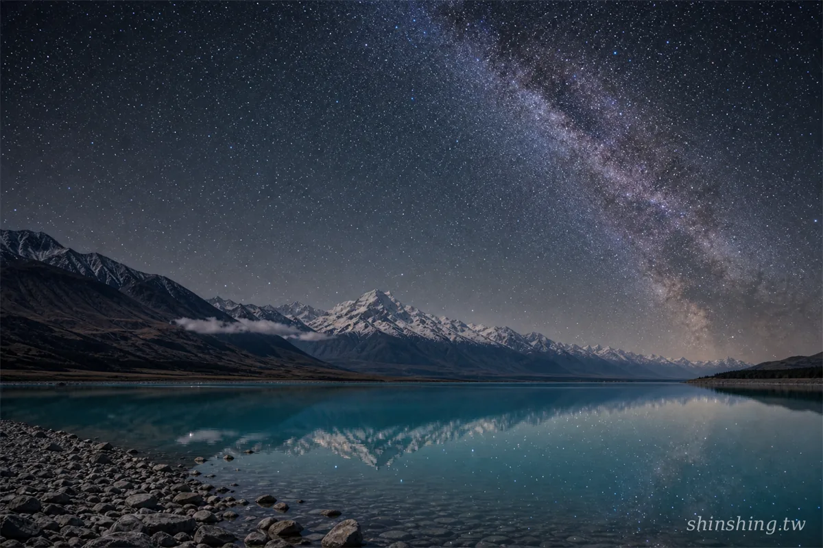 紐西蘭 Lake Pukaki 夜空銀河與庫克山