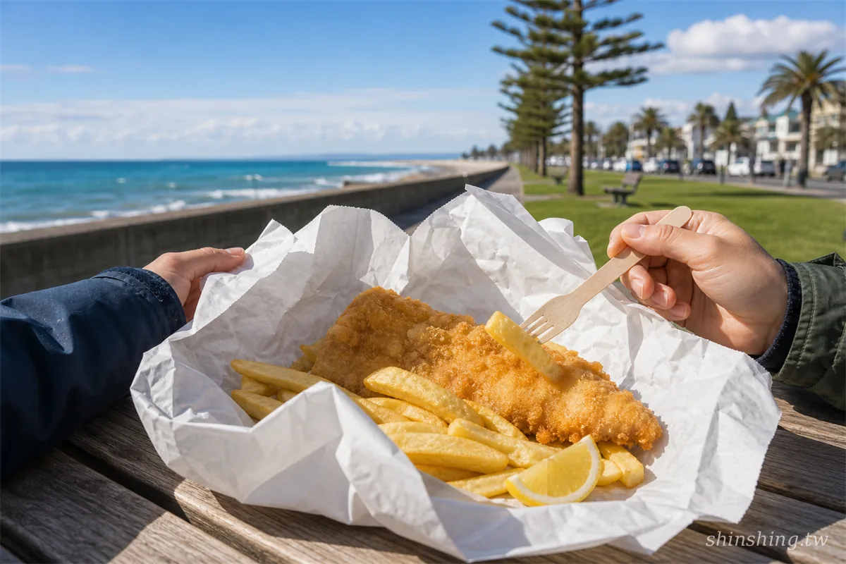 Mr D's Fish & Chips 與 Marine Parade 海邊