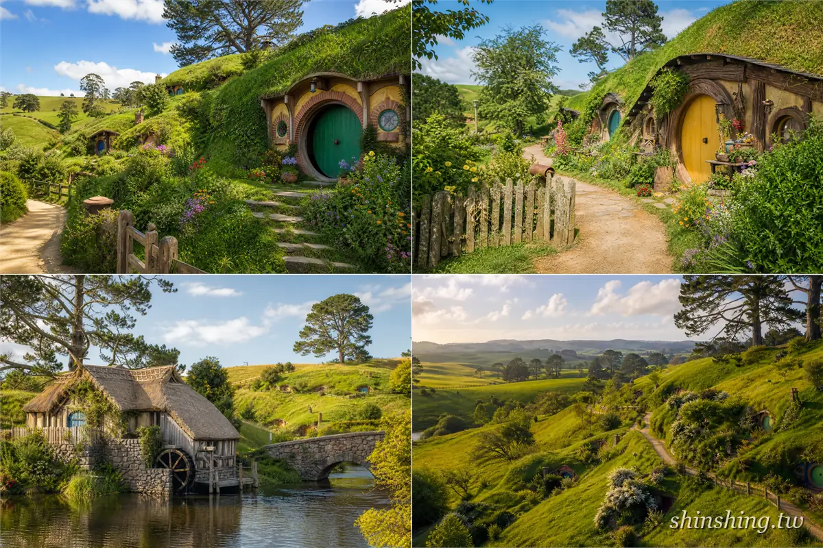 霍比特村（Hobbiton）霍比特洞穴與夏爾農莊全景，瑪塔瑪塔近郊經典拍照場景